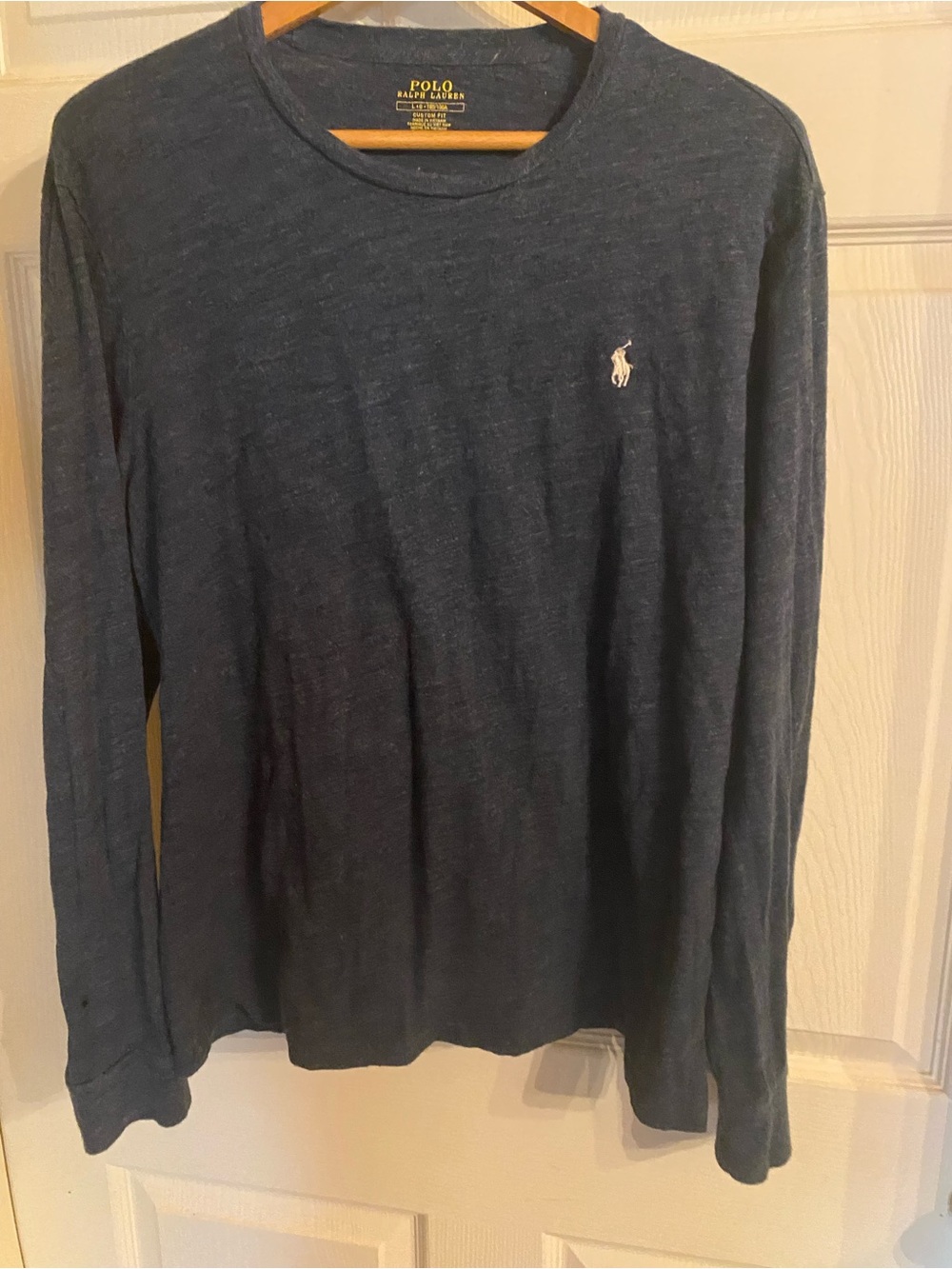 Polo by Ralph Lauren Long-Sleeve Crewneck Shirt - Dark Blue with White Pony